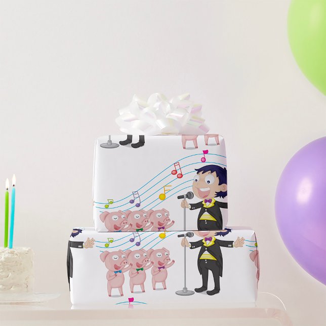 Papier Cadeau Chant de garçon avec chorale à trois cochons (Créateur téléchargé)