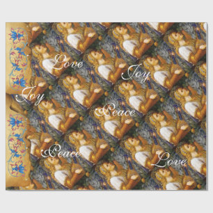 PAPIER CADEAU CHANTER ANGEL DE NOËL, JOY PEACE LOVE PARCHMENT