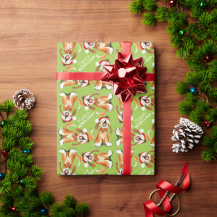 Papier Cadeau Chanter chien art heureux vacances Noël