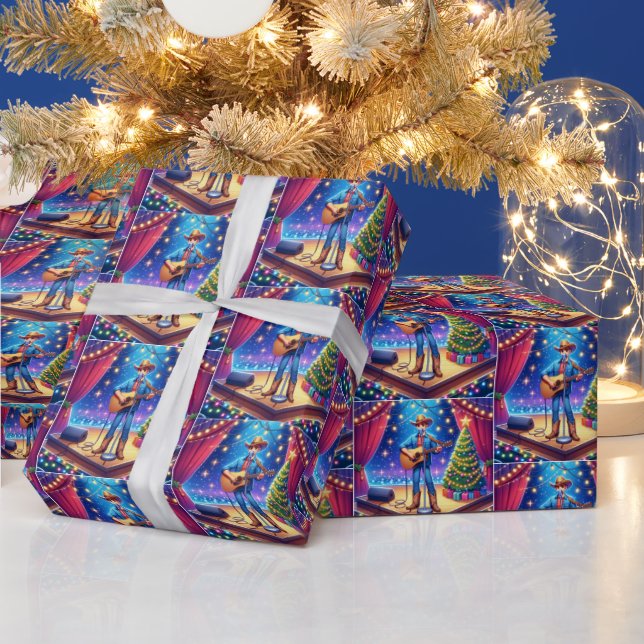 Papier Cadeau Chanteur de pays Western Cowboy Noël (Vacances)