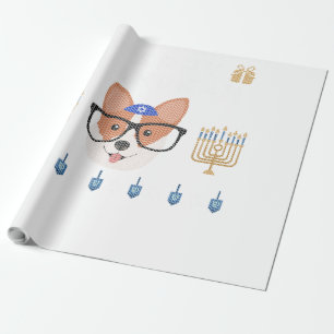 Papier Cadeau Chanukah laid Hanoukka Chien Chien Chien Chien Chi