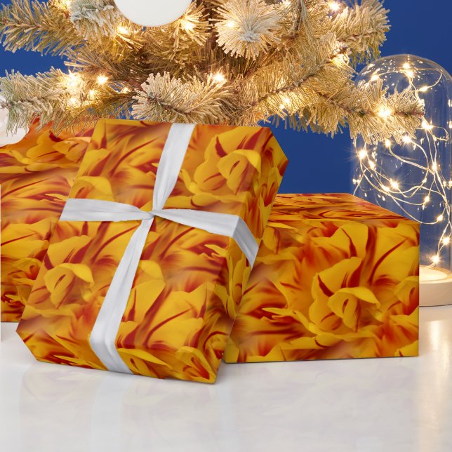 Papier Cadeau Chaos de rouge et jaune : Monsella Tulips à deux t (Vacances)