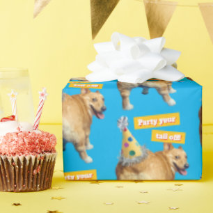 Papier Cadeau Chapeau d'anniversaire Corgi Butt