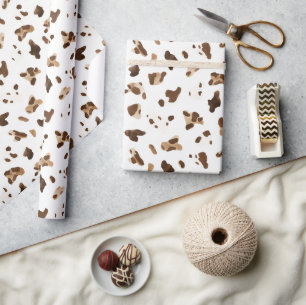 Papier Cadeau Chapeau de cowgirl marron blanc rose à nœud