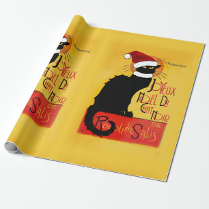 Papier Cadeau Chapeau de Noël de Santa Le Chat Noir