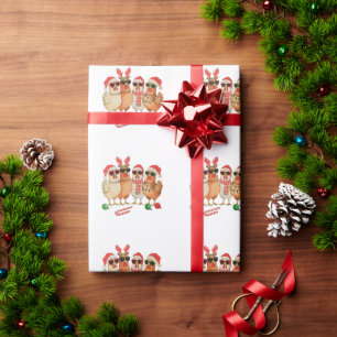 Papier Cadeau Chapeau de Noël de Santa pour poulet de ferme fami