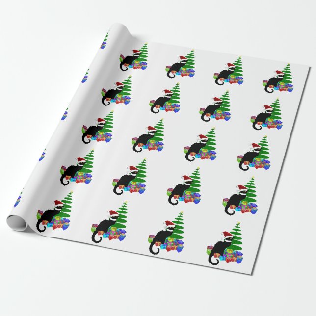 Papier Cadeau Chapeau de Noël Le Chat Noir de Noël (Déroulé)