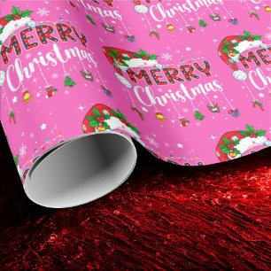 Papier Cadeau Chapeau de Noël rose de Santa Claus Renne Noël ros