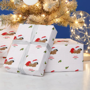 Papier Cadeau Chapeau de Noël rouge de fille bébé point emballag
