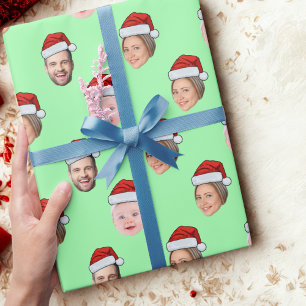 Papier Cadeau Chapeau de Père Noël à Visage Personnalisé Cadeau