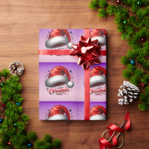 Papier Cadeau Chapeau de Père Noël Écarlate Lumineux
