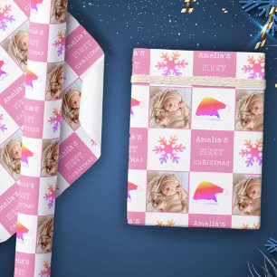 Papier Cadeau Chapeau de Père Noël flocon de neige pour la premi