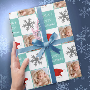 Papier Cadeau Chapeau de Père Noël flocon de neige pour le premi