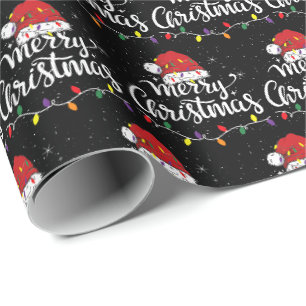 Papier Cadeau Chapeau de Père Noël Joyeux Noël Lumières Cadeau d