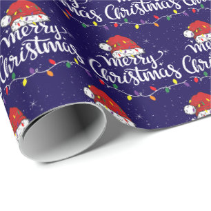 Papier Cadeau Chapeau de Père Noël Joyeux Noël Lumières Xmas Fam