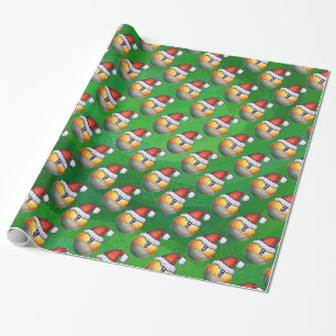 Papier Cadeau Chapeau de Père Noël Motif Nine Ball sur Vert
