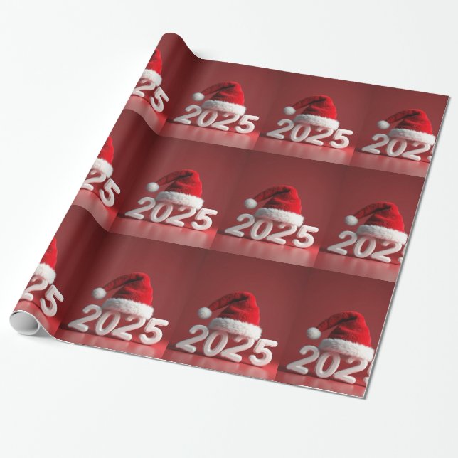 Papier Cadeau chapeau de santa rouge (Déroulé)