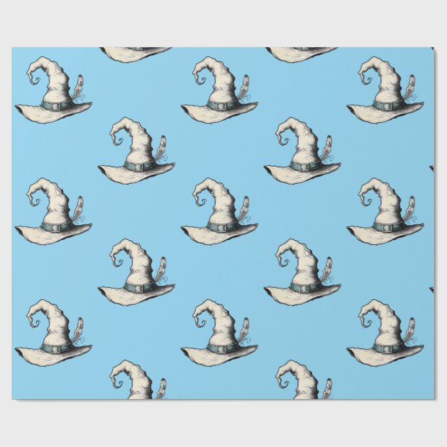 Papier Cadeau Chapeau de Sorcière Bleu (Plat)
