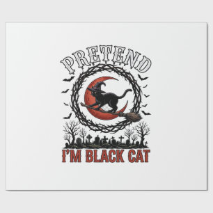 Papier Cadeau Chapeau de sorcière de chat noir prétendu Hallowee