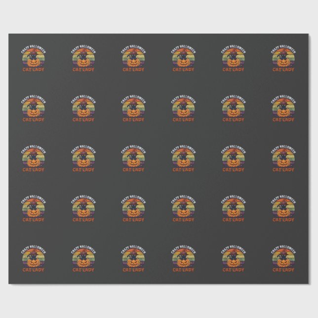 Papier Cadeau Chapeau de sorcière de citrouille noire de dame de (Plat)