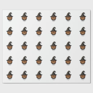Papier Cadeau Chapeau De Sorcière Vintage Citrouille Graphique H