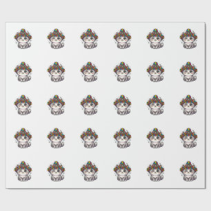 Papier Cadeau Chapeau Tissé Chat Marocain Amazigh Kawaii Mignon