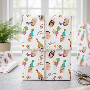 Papier Cadeau Chapeaux de fête d'anniversaire drôles et mignons 