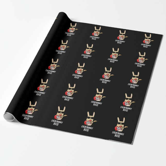 Papier Cadeau Chaque Lapin Rock Drôle Animal Rabbit Pun Dark BG (Déroulé)