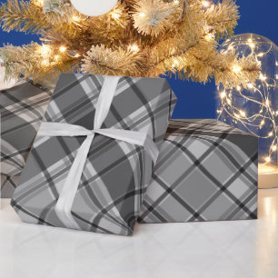 Papier Cadeau Charbon de bois et plaid gris-clair