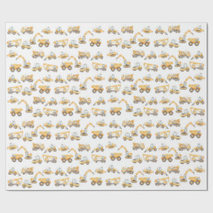 Papier Cadeau Chariots de construction fête d'anniversaire