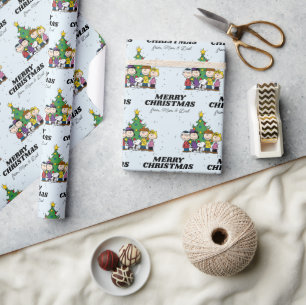 Papier Cadeau Charlie Brown & Amis Noël   Ajouter Votre Nom