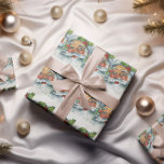 Papier Cadeau Charmant, Père Noël Vintage<br><div class="desc">Enveloppez vos cadeaux dans un papier d'emballage rétro et charmant avec le Père Noël.</div>