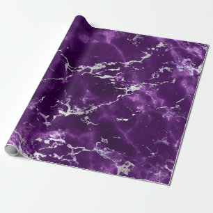 Papier Cadeau Charme brillant de marbre noir argenté pourpre