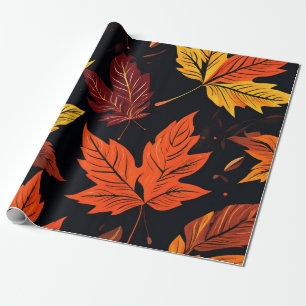 Papier Cadeau Charme des bois : Collage des feuilles d'automne