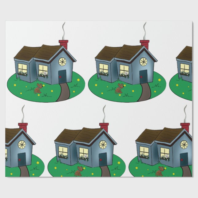 Papier Cadeau Charming Cottage Style House with Garden (Plat)