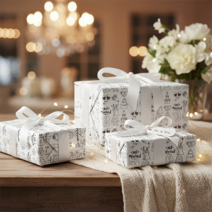 Papier Cadeau Charming Just Married Icon Motif