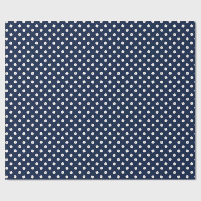 Papier Cadeau Charming Navy Blue with White Daisy Print (Plat)