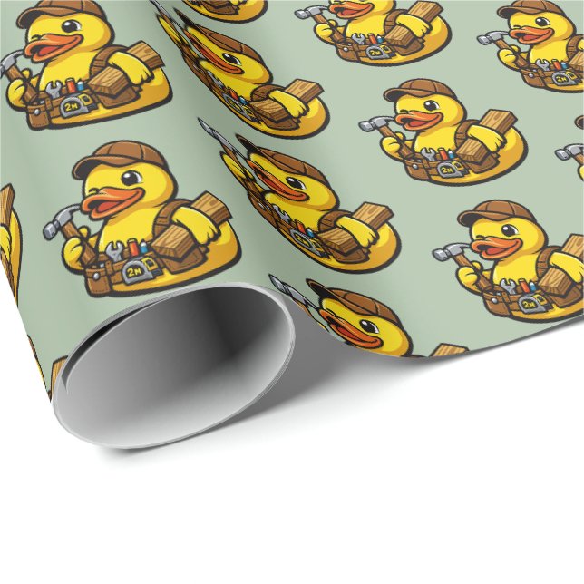 Papier Cadeau Charpentier Canard en Caoutchouc (Coin rond)