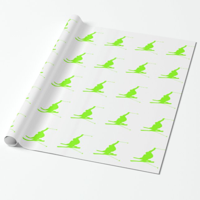 Papier Cadeau Chartreuse, Neon Ski De Neige Vert (Déroulé)