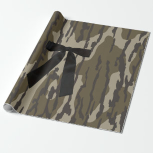 Papier Cadeau Chasse Fille Bottom Lands Camo Noir Ruban Nœud