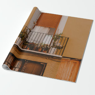 Papier Cadeau CHÂSSIS Brown EN BOIS AVEC PLANTES VERTS