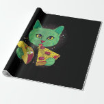 Papier Cadeau Chat Avec Pizza Slice Et Taco Dans L'Espace<br><div class="desc">Chat Avec Pizza Slice Et Taco Dans L'Espace</div>