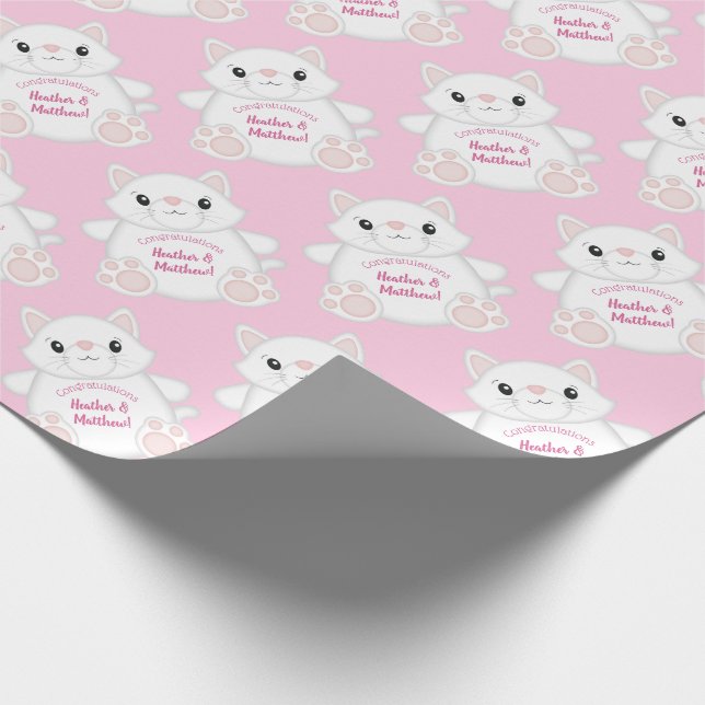 Papier Cadeau Chat Baby shower Kitty Rose (Coin)