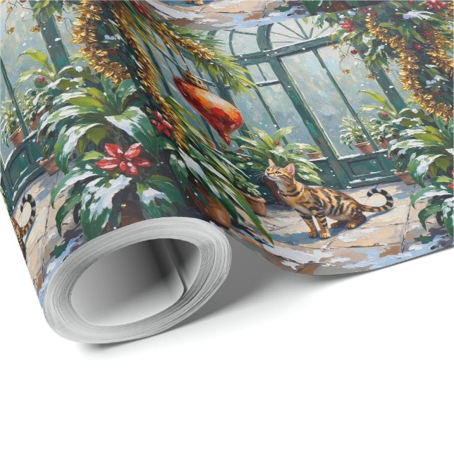 Papier Cadeau Chat Bengal Noël Conservatoire Jungle (Coin rond)