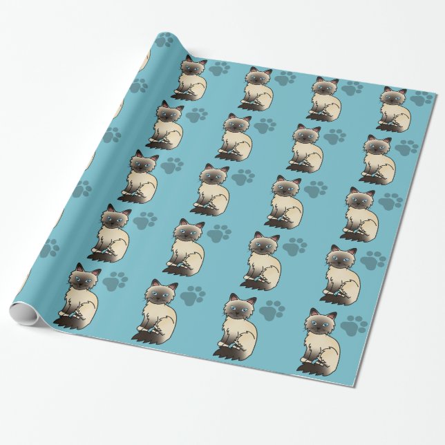 Papier Cadeau Chat Birman / Ragdoll au point de phoque (Déroulé)