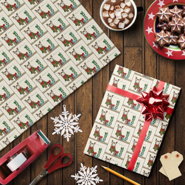 Papier Cadeau Chat blanc Noël joyeusement drôle (Créateur téléchargé)