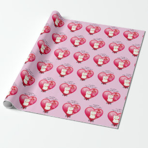 Papier Cadeau Chat chanceux avec amour