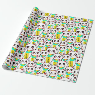Papier Cadeau Chat chinois chanceux