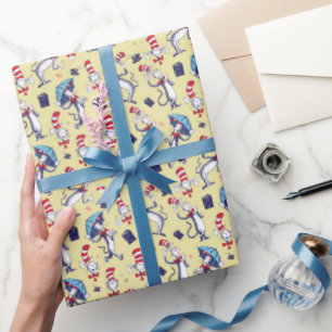 Papier Cadeau Chat dans le Chapeau   Motif Jaune