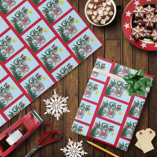 Papier Cadeau Chat d'arbre de Noël marrant (Créateur téléchargé)